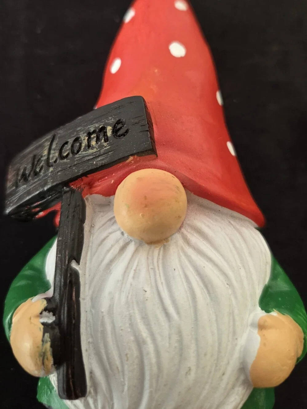 Welcome Gnome Figurine Polka Dot Hat Resin Home Kitchen Rustic Decor 5